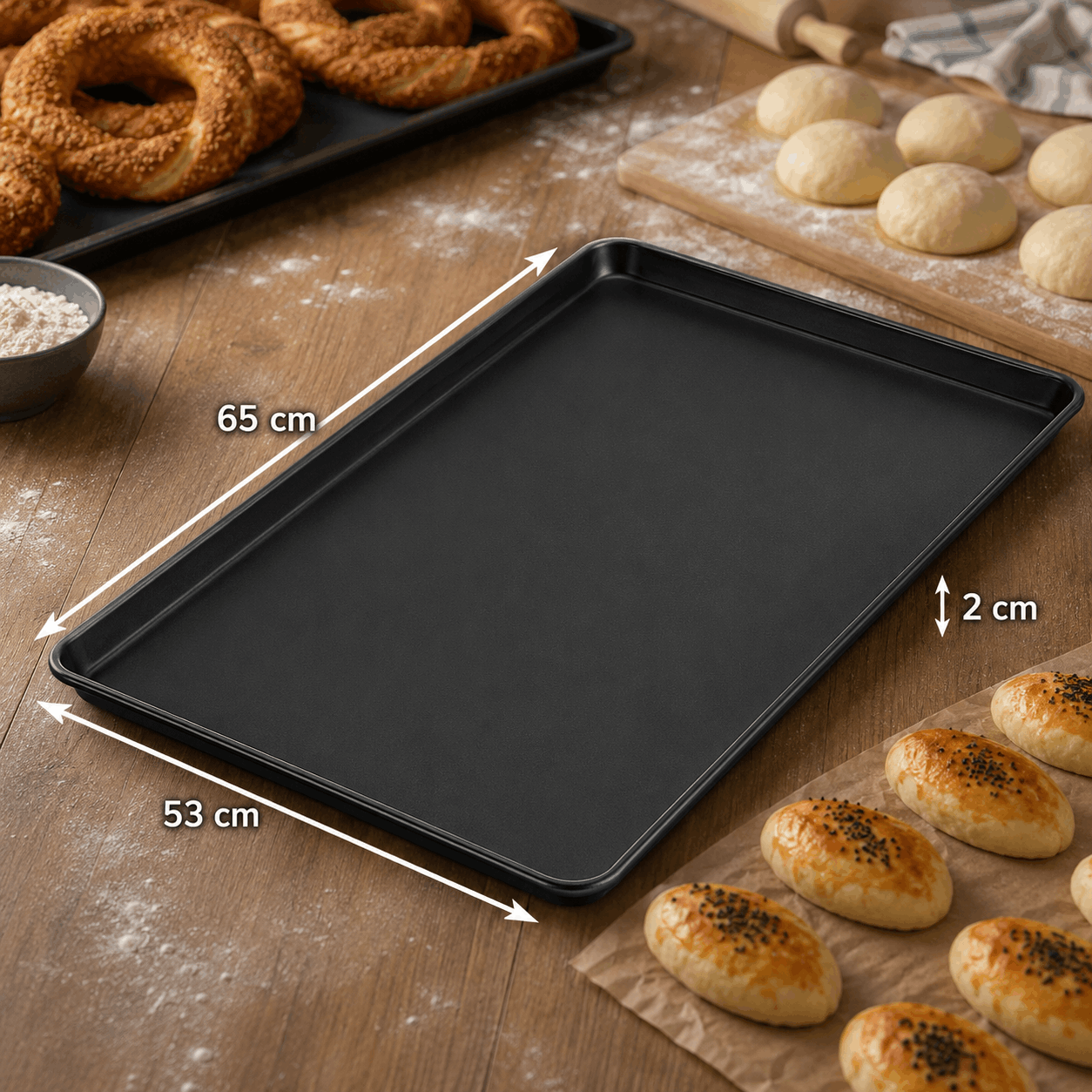 53x65 Düz Teflon Kaplı Poğaça Tepsisi ürün görseli