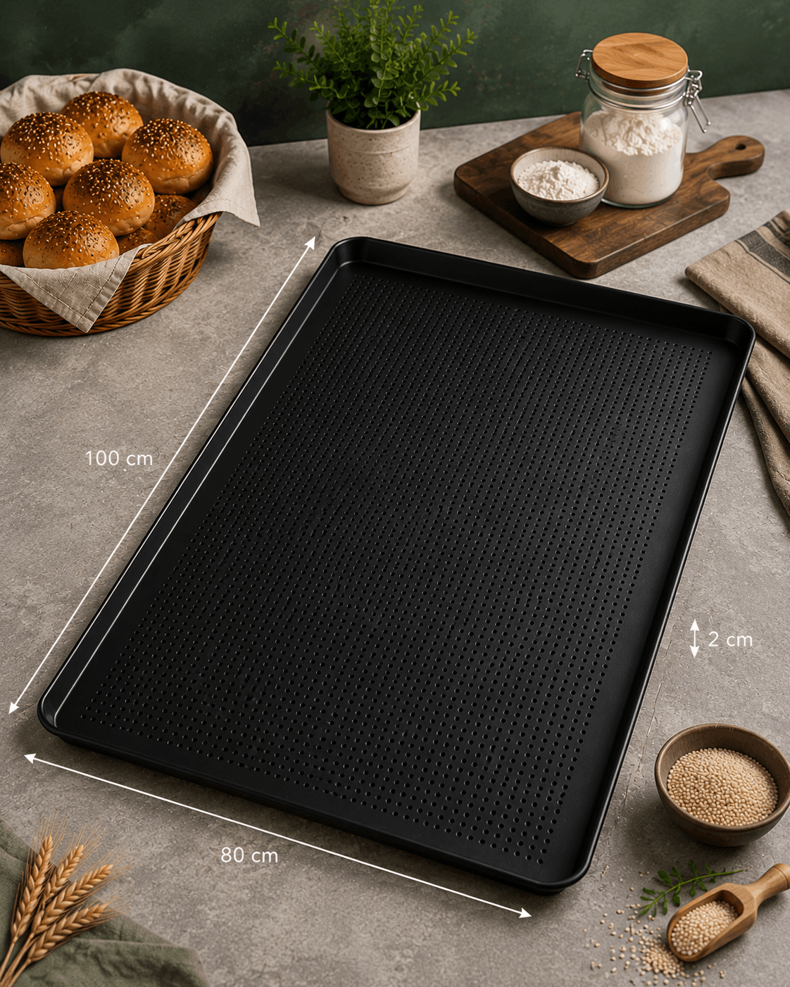 80x100 cm Delikli Teflonlu Poğaça Tepsisi ürün görseli