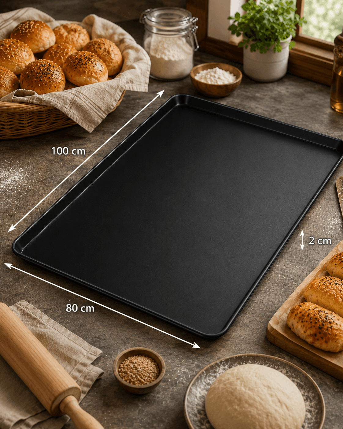 80x100 cm Düz Teflon Kaplı Poğaça Tepsisi ürün görseli